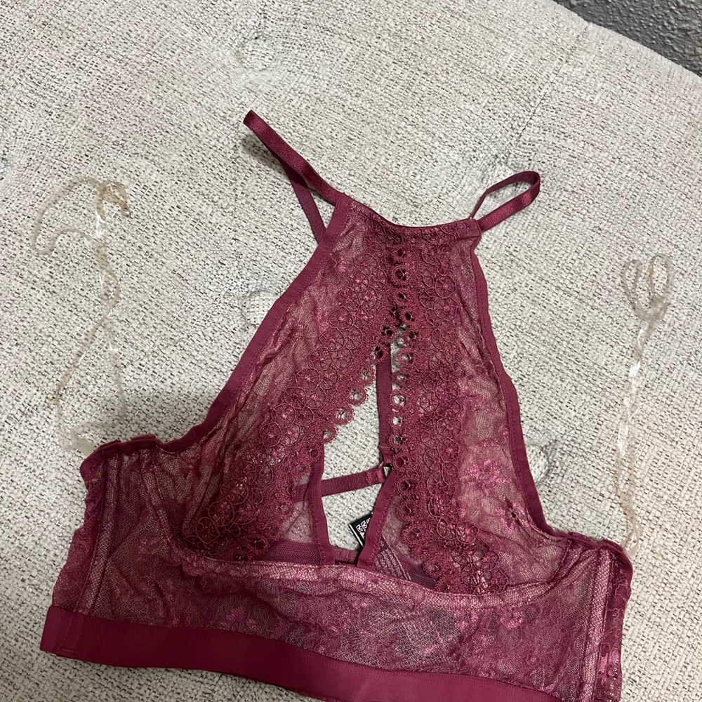 PINK Victoria's Secret Lace Bralette - Deep Red